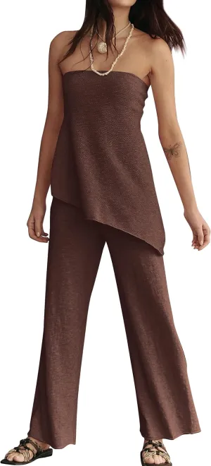 2 Piece Sets for Women Tube Tops and Pants Lounge Sweater Sets Summer Beach Travel Vacation Outfits