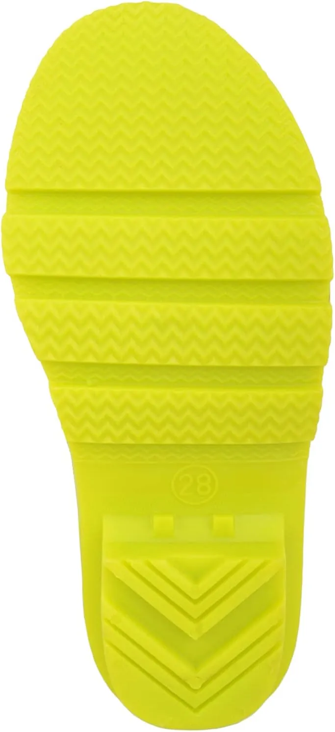 ABSOLUTE FOOTWEAR Childrens Kids Slip On Florescent Waterproof Rain Winter Welly Wellington Boots