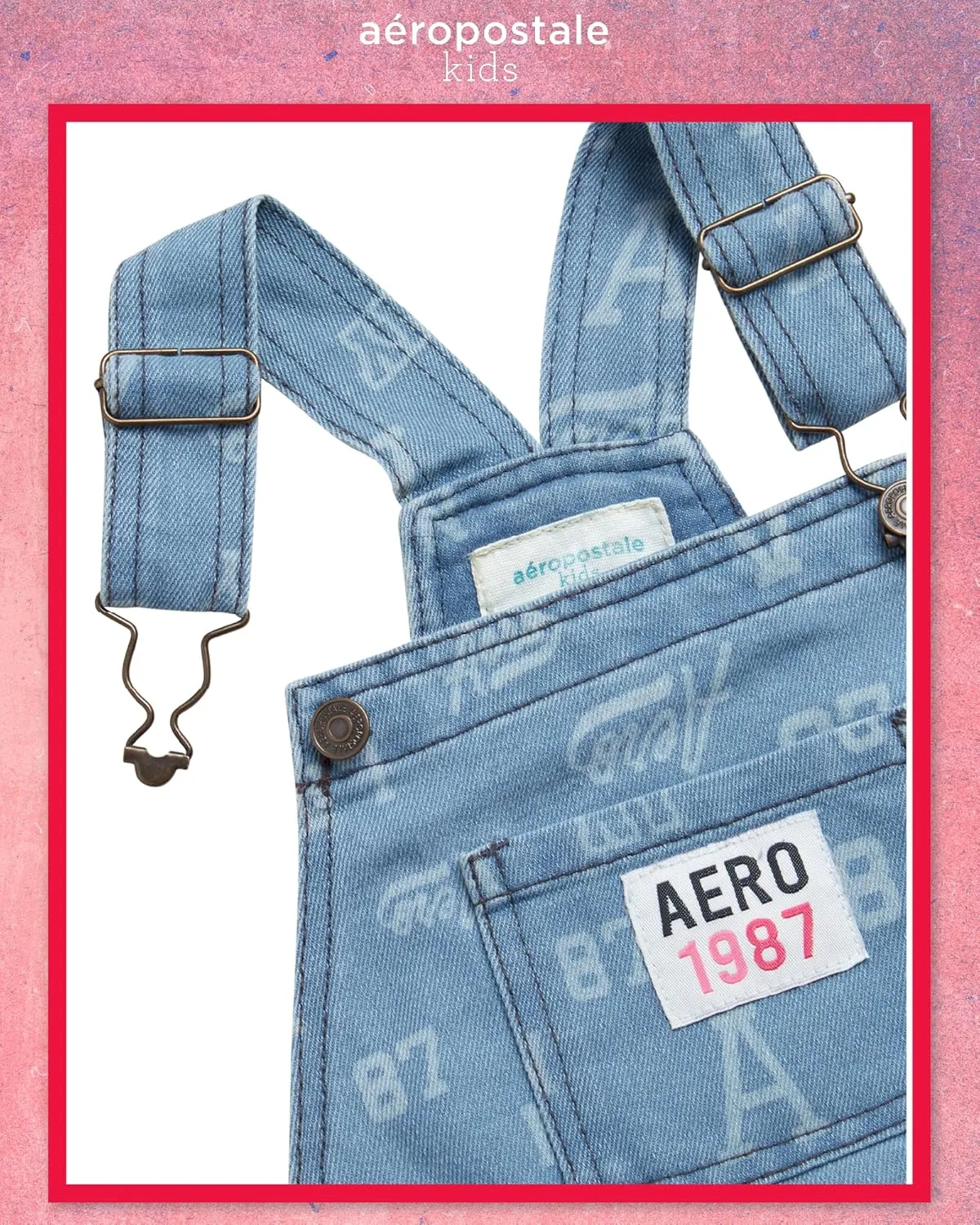 AEROPOSTALE Girls' Denim Short Overalls Set - 2 Piece Bib Shortall and Solid Ribbed Crewneck Tee Set for Girls (Sizes: 4-16)