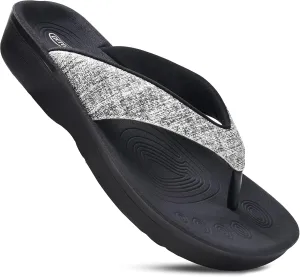 AEROTHOTIC Slip On Recovery Footwear Plantar Fasciitis Flip Flops for Women Yoga Mat Outdoor Walking Beach Ladies Arch Support Summer Thong Dressy Casual Sandals Comfortable Vacation Essentials