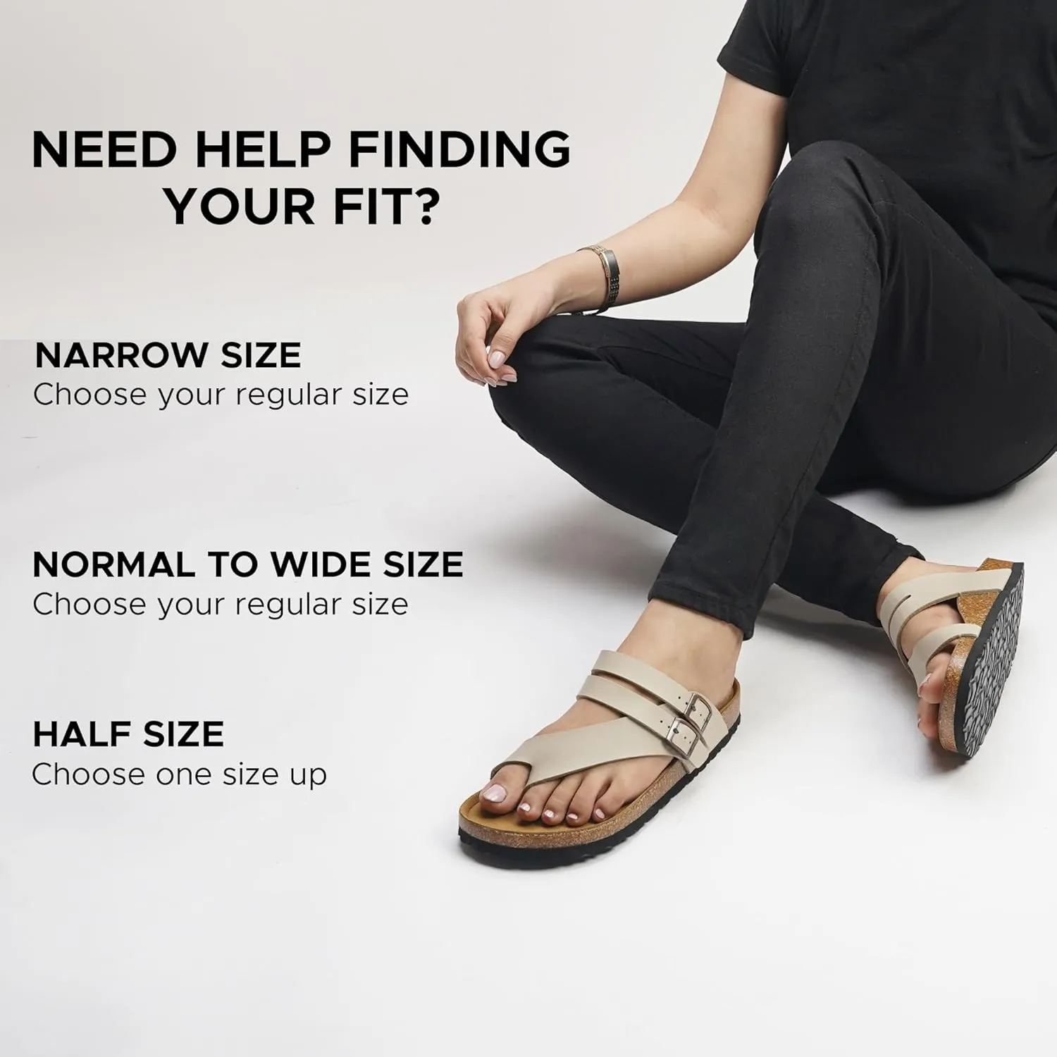 AEROTHOTIC Womens Strappy Slip-On Modern Memory Foam Cushion Footbed Outdoor Adjustable Buckle Cork Footbed Slides for Sandals with Comfortable Arch Support