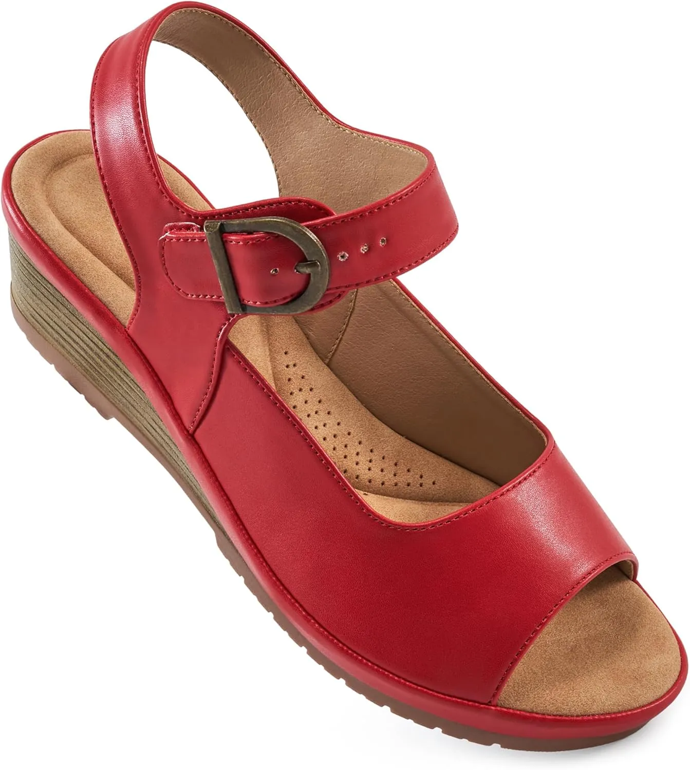 Alicegana Womens Wedge Sandals Comfortable Low Heel Dressy Summer Platform Shoes Ankle Strap Casual Non Slip Wedges