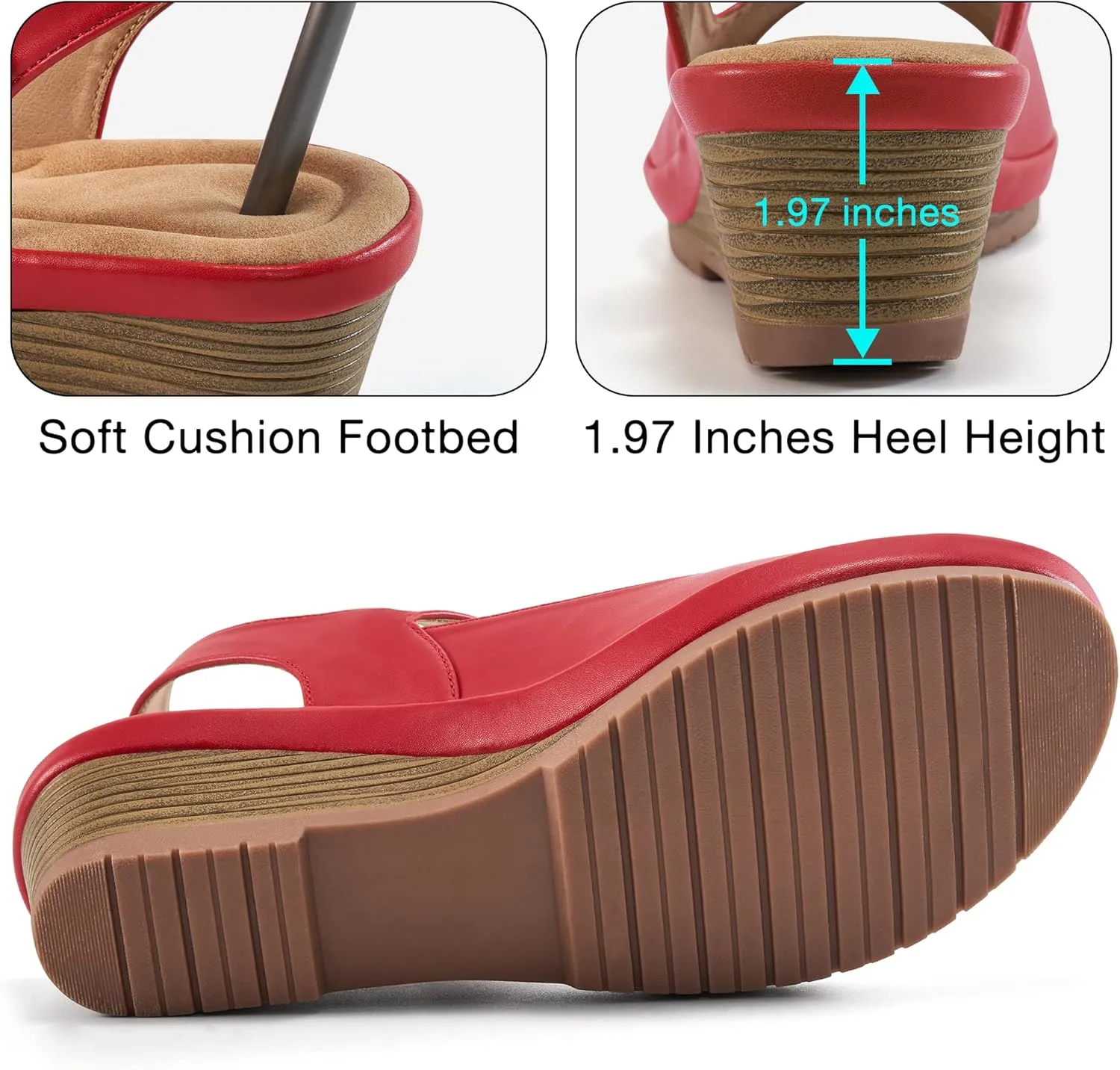 Alicegana Womens Wedge Sandals Comfortable Low Heel Dressy Summer Platform Shoes Ankle Strap Casual Non Slip Wedges