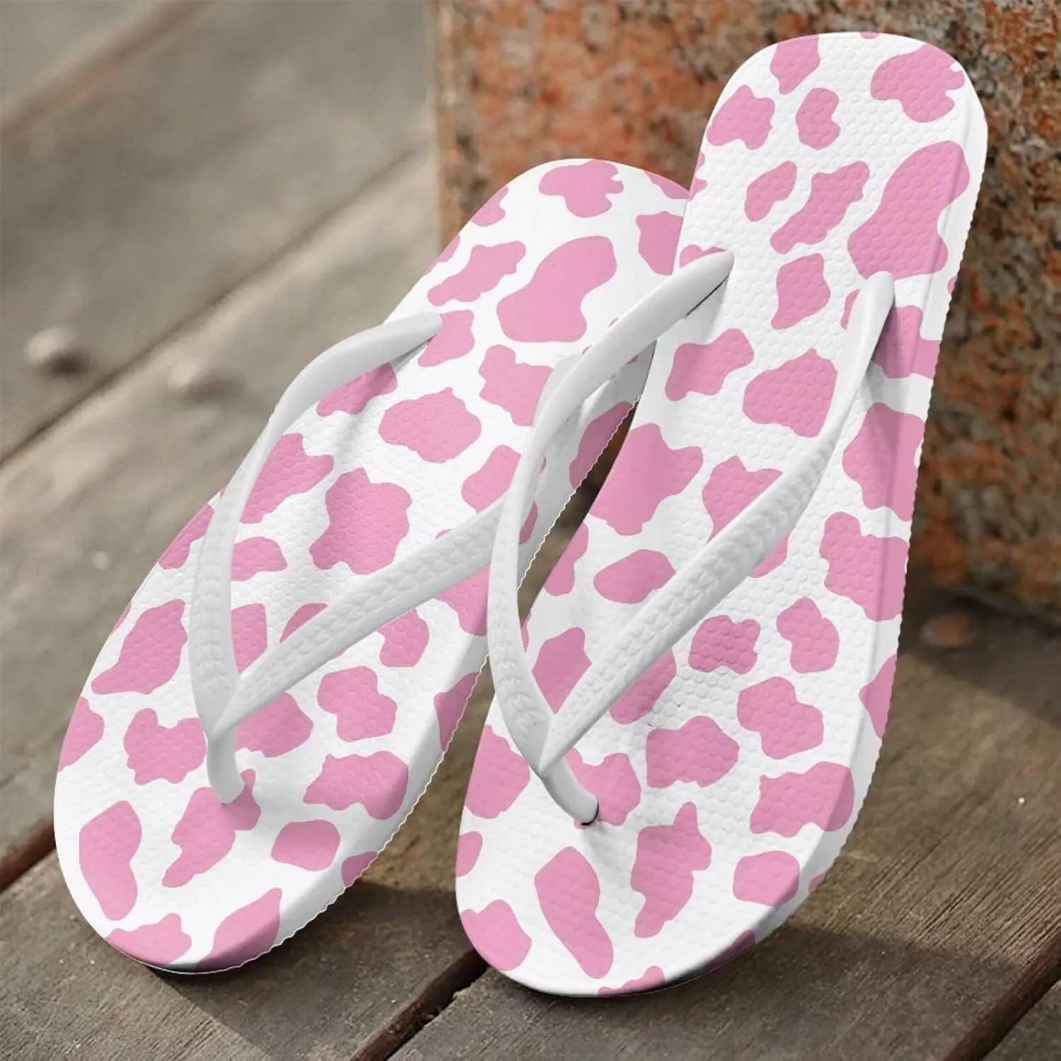 Animal Print Sandals Women Stylish Non-Slip Casual Beach Comfortable Summer Lightweight Flip Flops