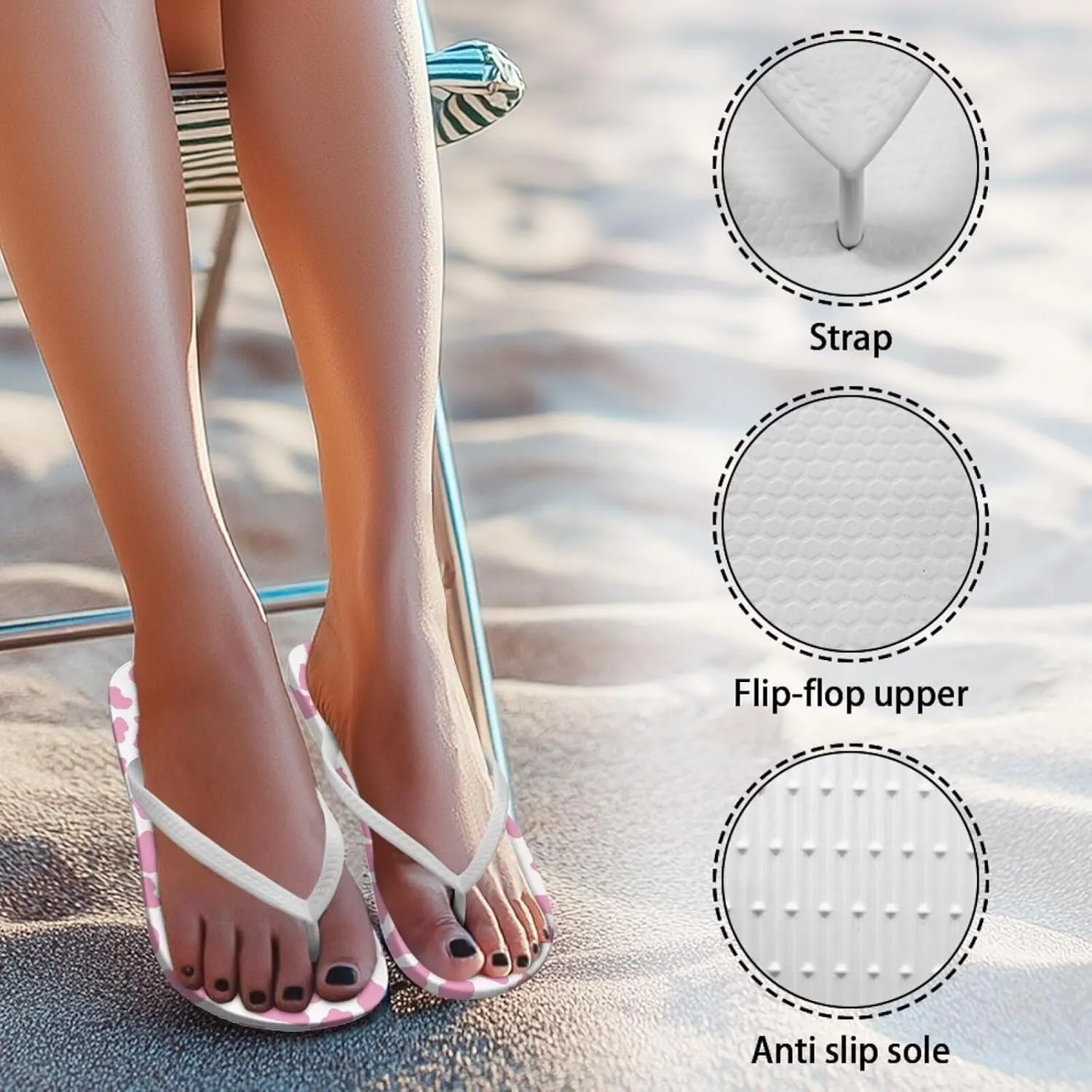Animal Print Sandals Women Stylish Non-Slip Casual Beach Comfortable Summer Lightweight Flip Flops