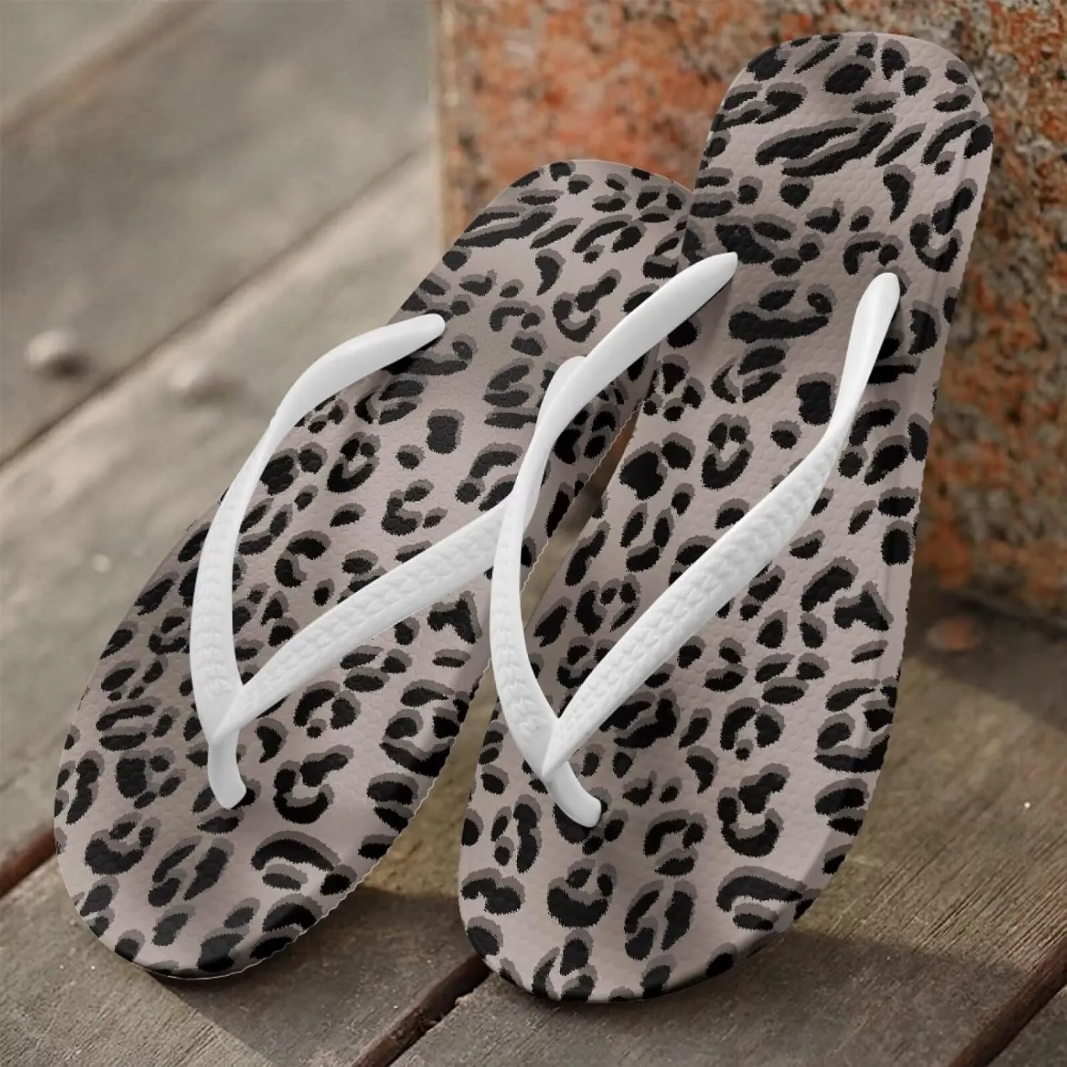 Animal Print Sandals Women Stylish Non-Slip Casual Beach Comfortable Summer Lightweight Flip Flops