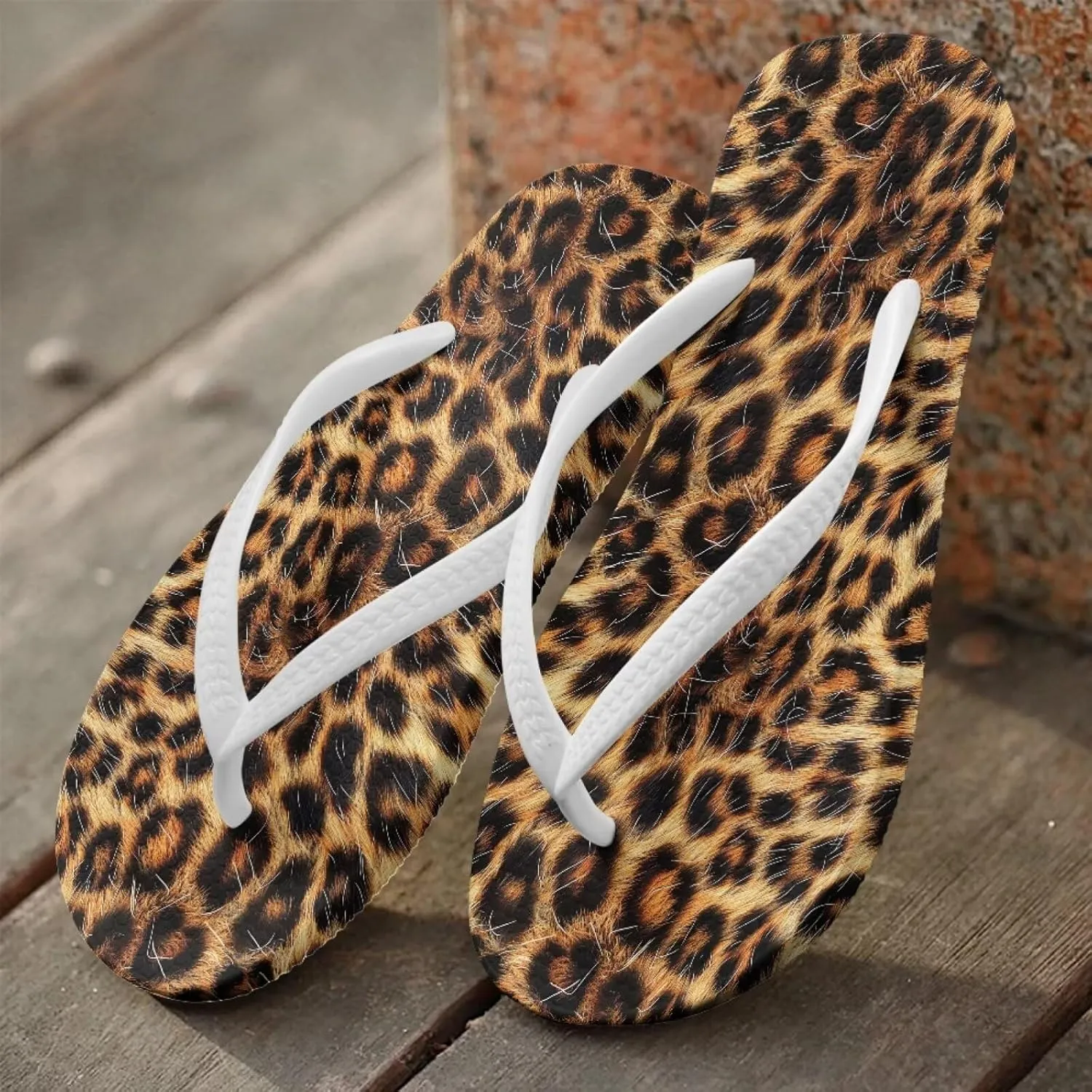 Animal Print Sandals Women Stylish Non-Slip Casual Beach Comfortable Summer Lightweight Flip Flops