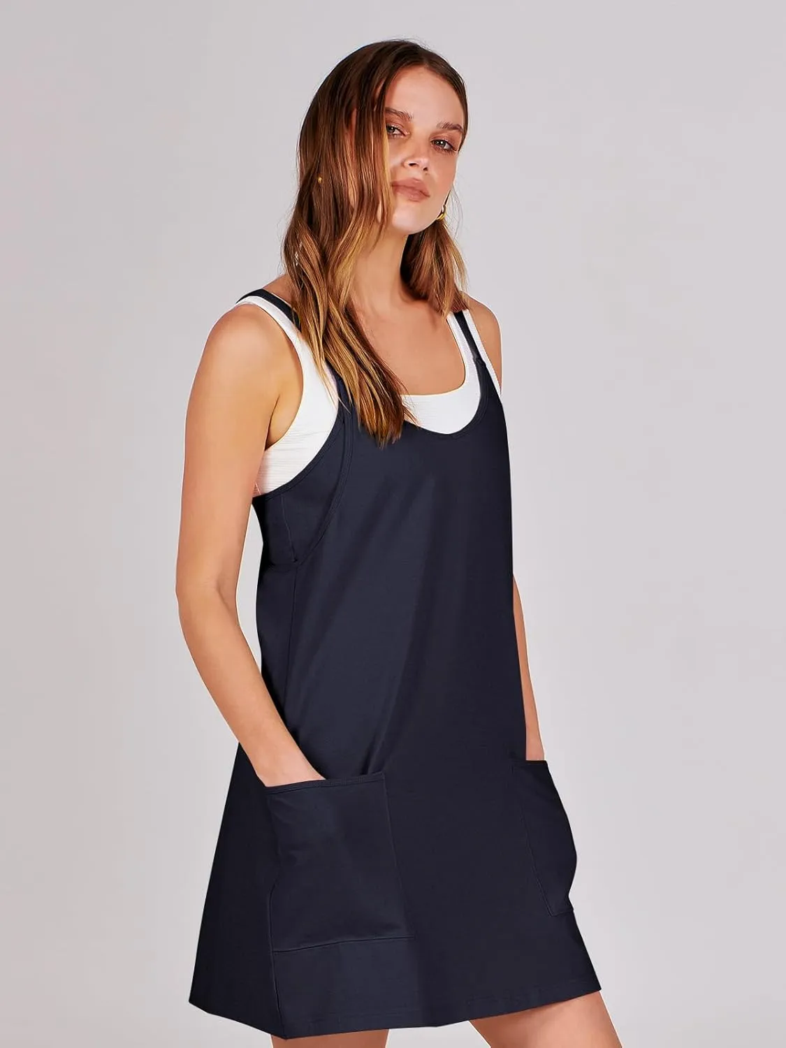 ANRABESS Women Athletic Dress Summer Tennis Workout Active Sports Mini Romper Dress Built in Shorts Travel Vacation Clothes