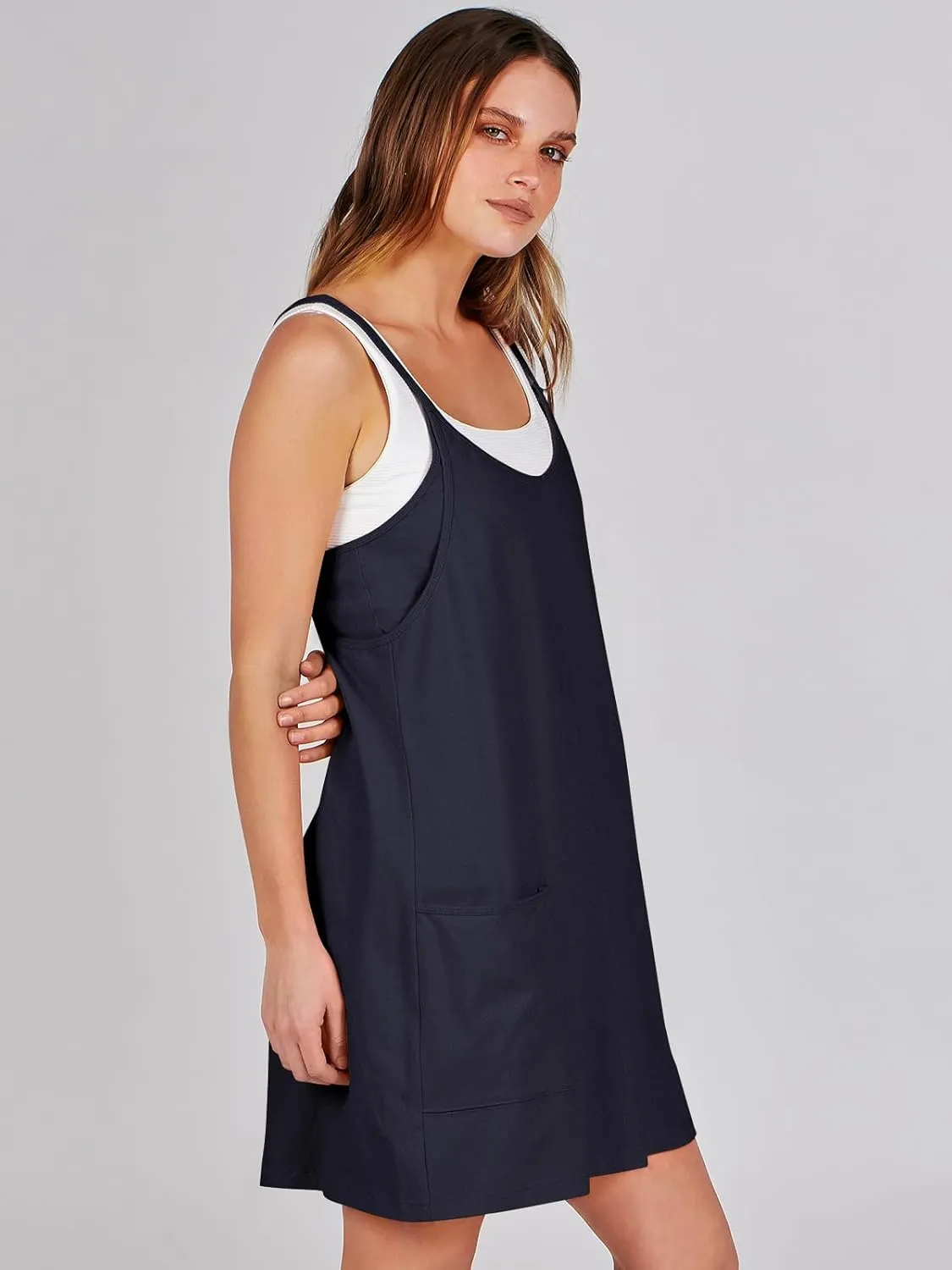 ANRABESS Women Athletic Dress Summer Tennis Workout Active Sports Mini Romper Dress Built in Shorts Travel Vacation Clothes