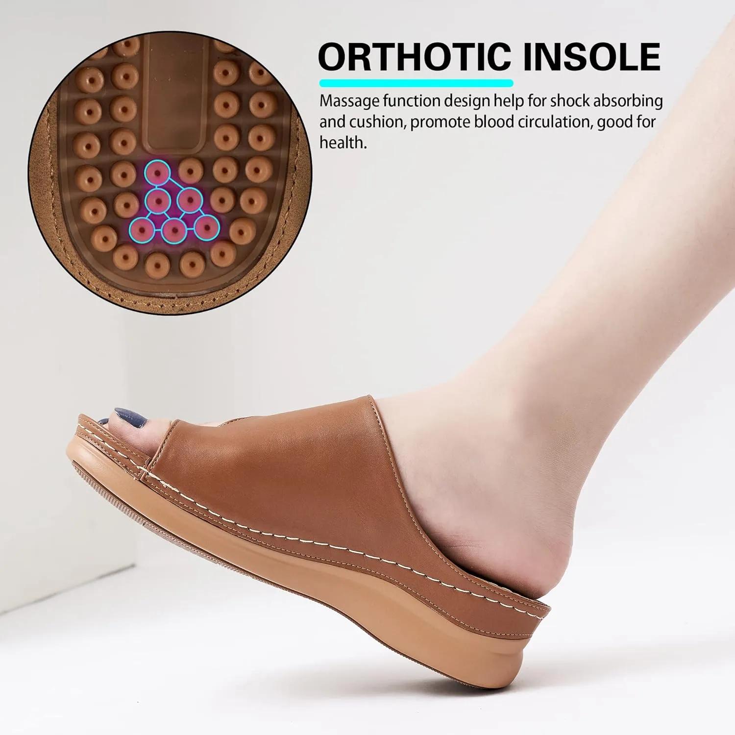 Aomigoct Sandals for Women Wedge Shoes: Comfortable Orthopedic Sandals Womens Dressy Summer Flip Flops Casual Walking Wedges