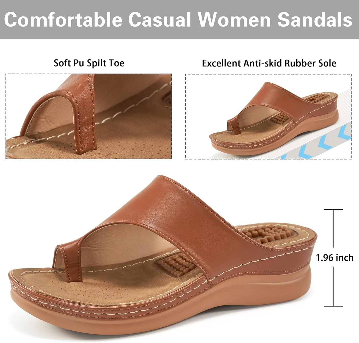 Aomigoct Sandals for Women Wedge Shoes: Comfortable Orthopedic Sandals Womens Dressy Summer Flip Flops Casual Walking Wedges