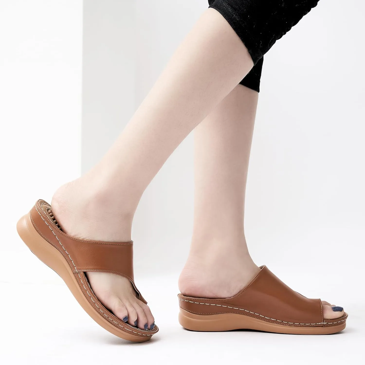 Aomigoct Sandals for Women Wedge Shoes: Comfortable Orthopedic Sandals Womens Dressy Summer Flip Flops Casual Walking Wedges