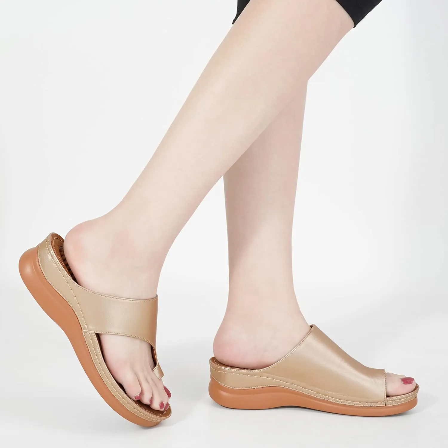 Aomigoct Sandals for Women Wedge Shoes: Comfortable Orthopedic Sandals Womens Dressy Summer Flip Flops Casual Walking Wedges