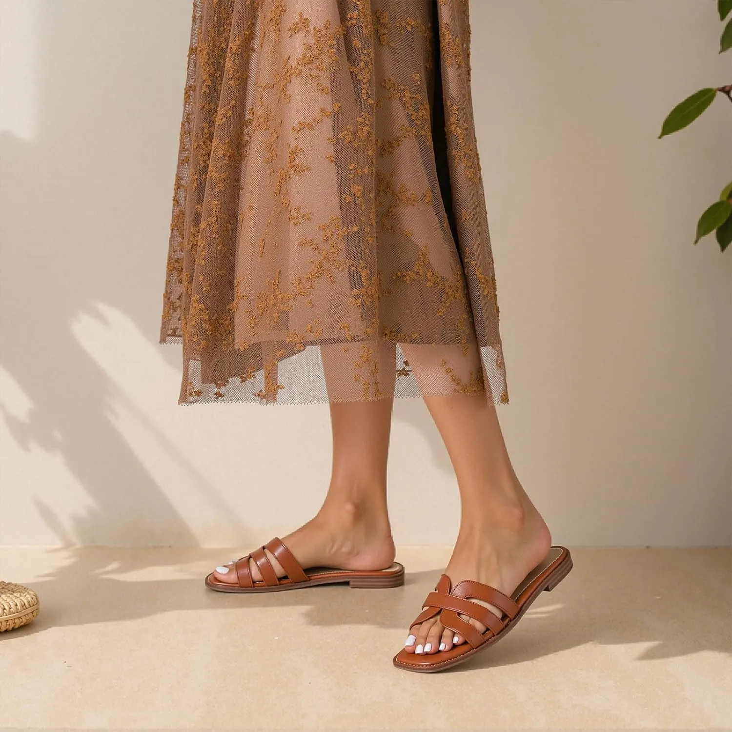 Artrotter Slides Beach Sandals for Women Comfortable Vacation Summer Shoes for Women Flat Sandals
