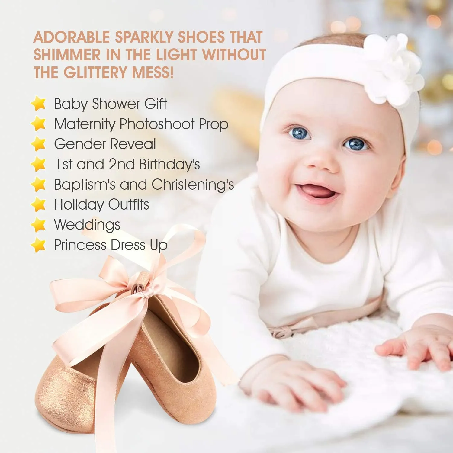 Baby and Toddler Ballerina Sparkle Shoes for Girls | Glitter Shoes in