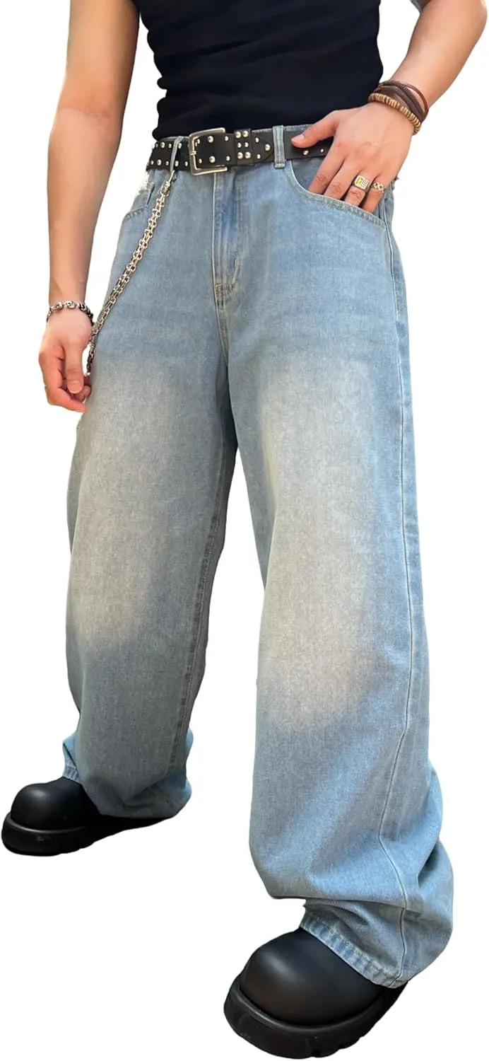 Baggy Jeans for Men Super Wide Leg Jeans Street Style Hip Hop Skater Denim Pants Streetwear
