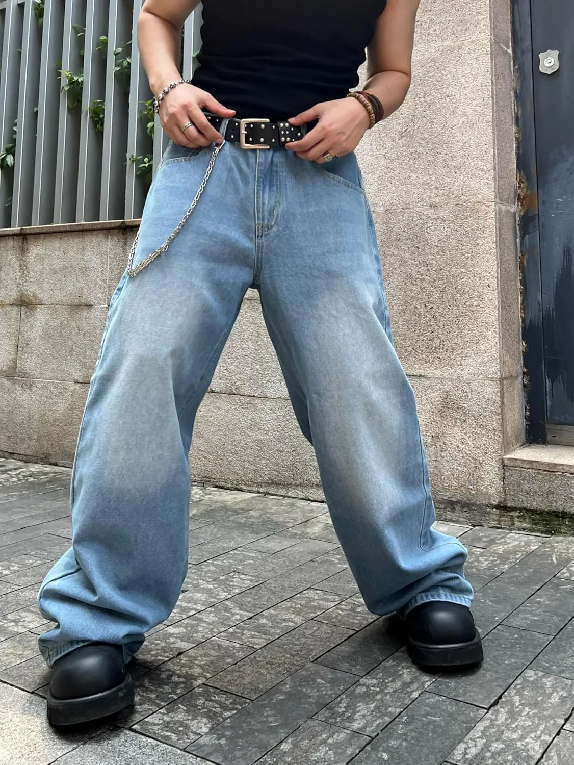 Baggy Jeans for Men Super Wide Leg Jeans Street Style Hip Hop Skater Denim Pants Streetwear