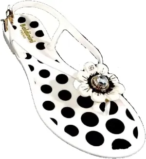 Baldinini Women's Perforated Jelly Sandals, White with Flower Crystal Detail, Slingback
