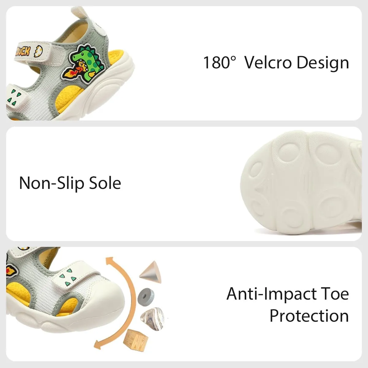 B.Duck Dinosaur Sandals Toddler Boys Girls Shoes Lightweight Anti-Slip Sneakers for Kids
