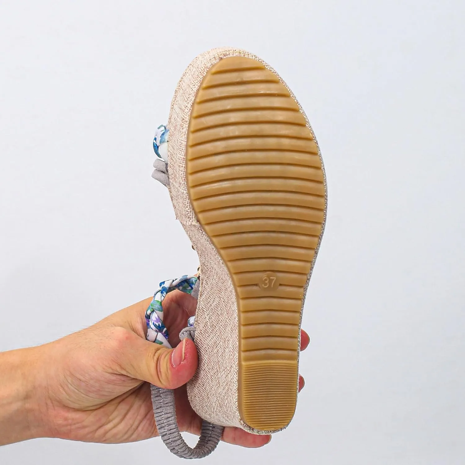 Beach Sandals for Woman High Heeled Elastic Ankle Strappy Shoes Open Toe Sandal Casual Dressy Workout Hiking Shoe