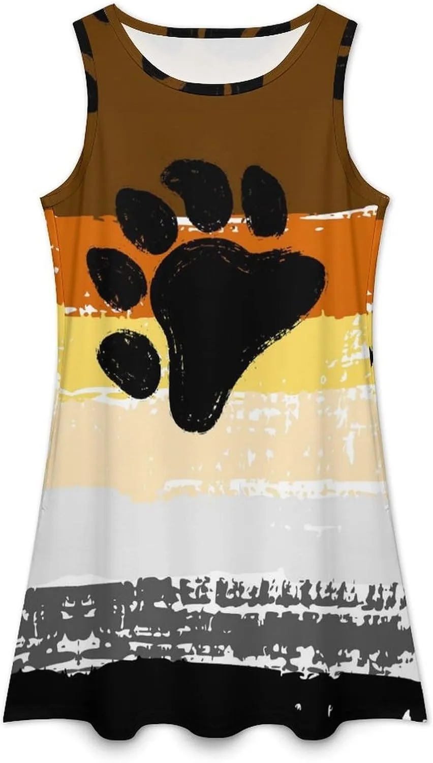 Bear Brotherhood Pride Flag Women's Summer Dress Sleeveless Casual Loose Beach Vacation Tank Sundress