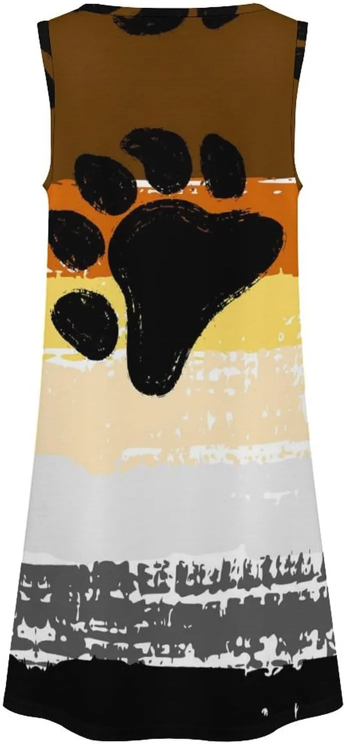 Bear Brotherhood Pride Flag Women's Summer Dress Sleeveless Casual Loose Beach Vacation Tank Sundress