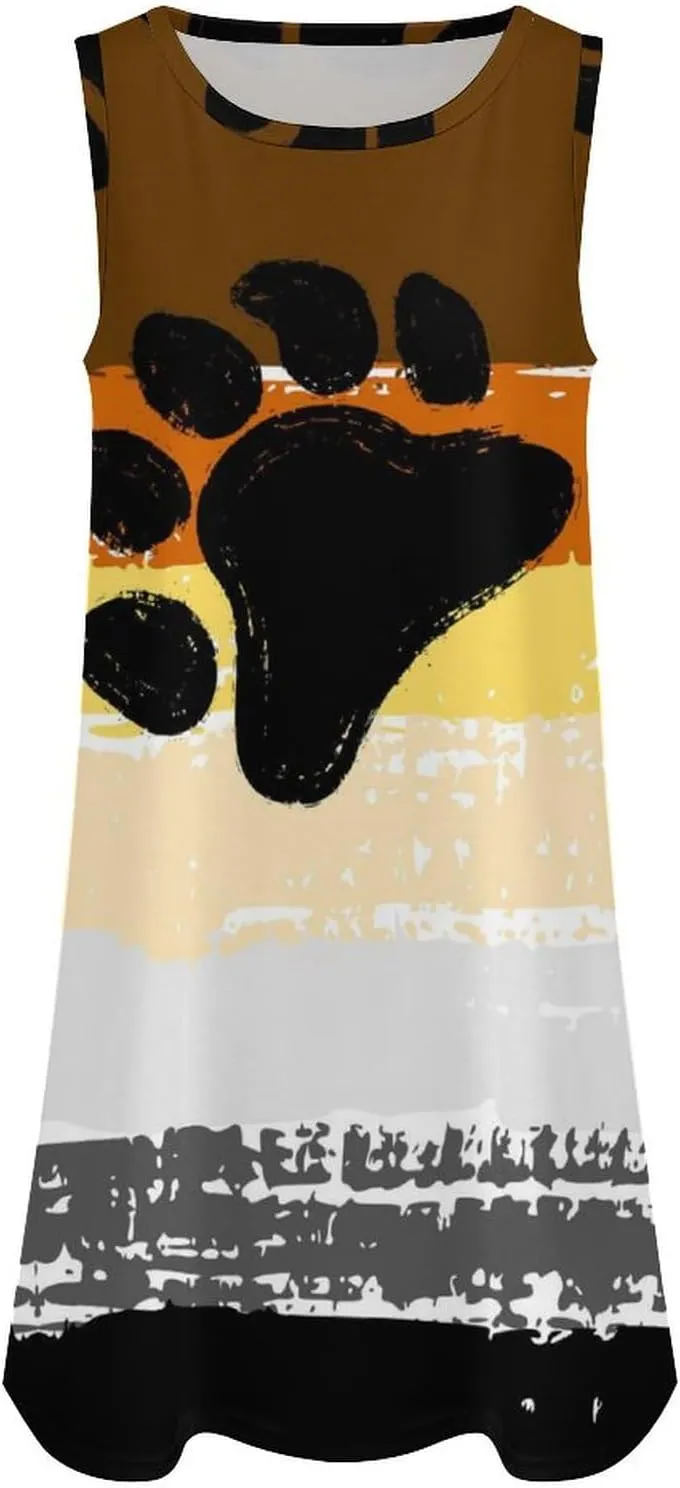 Bear Brotherhood Pride Flag Women's Summer Dress Sleeveless Casual Loose Beach Vacation Tank Sundress