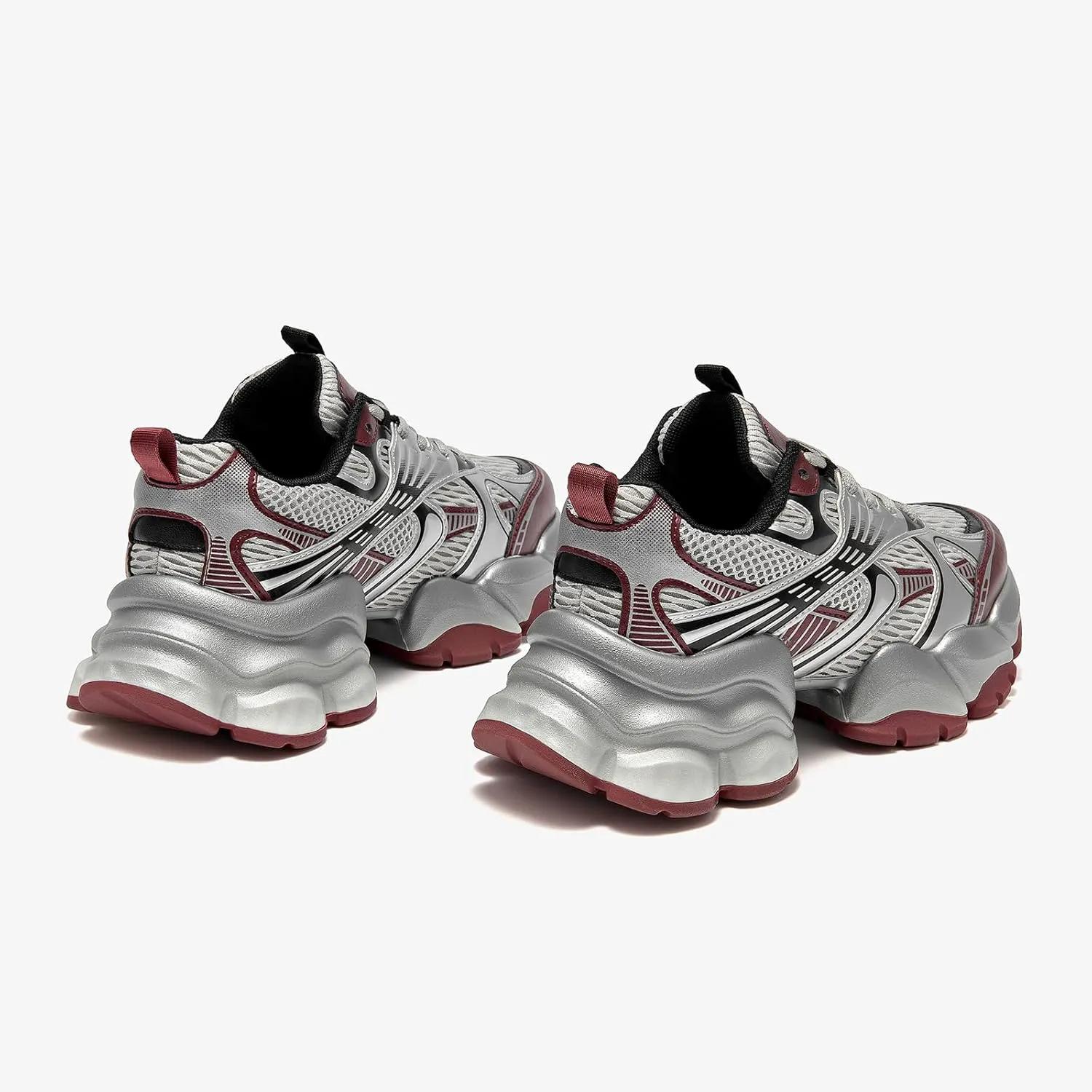 BEAU TODAY Chunky Sneakers for Women, Womens Fashion Sneakers, Lace Up Platform Leather Casual Walking Dad Shoes