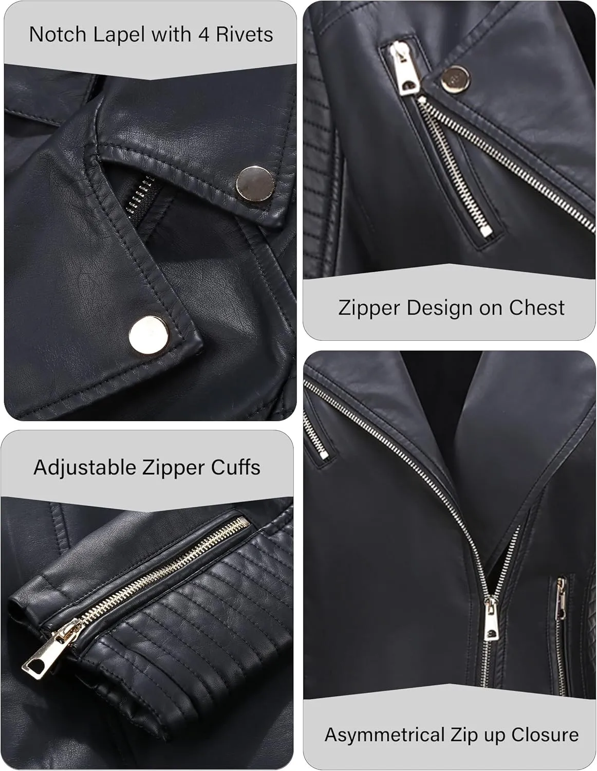 Bellivera Women's Faux Leather Casual Jacket 2025 Spring Trendy Motorcycle Outfits Lightweight Classic Coat