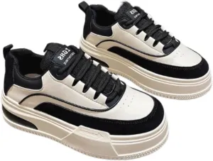 Bold Chunky Trendy Sneakers for Women – Retro Color Block Kicks with All-Day Comfort – Elevate Your Casual Style in Red, Black, or Beige
