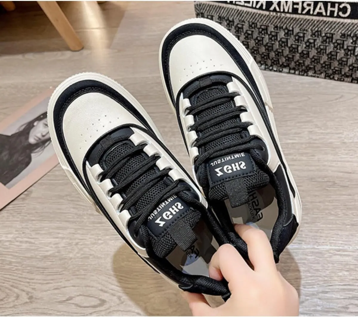 Bold Chunky Trendy Sneakers for Women – Retro Color Block Kicks with All-Day Comfort – Elevate Your Casual Style in Red, Black, or Beige