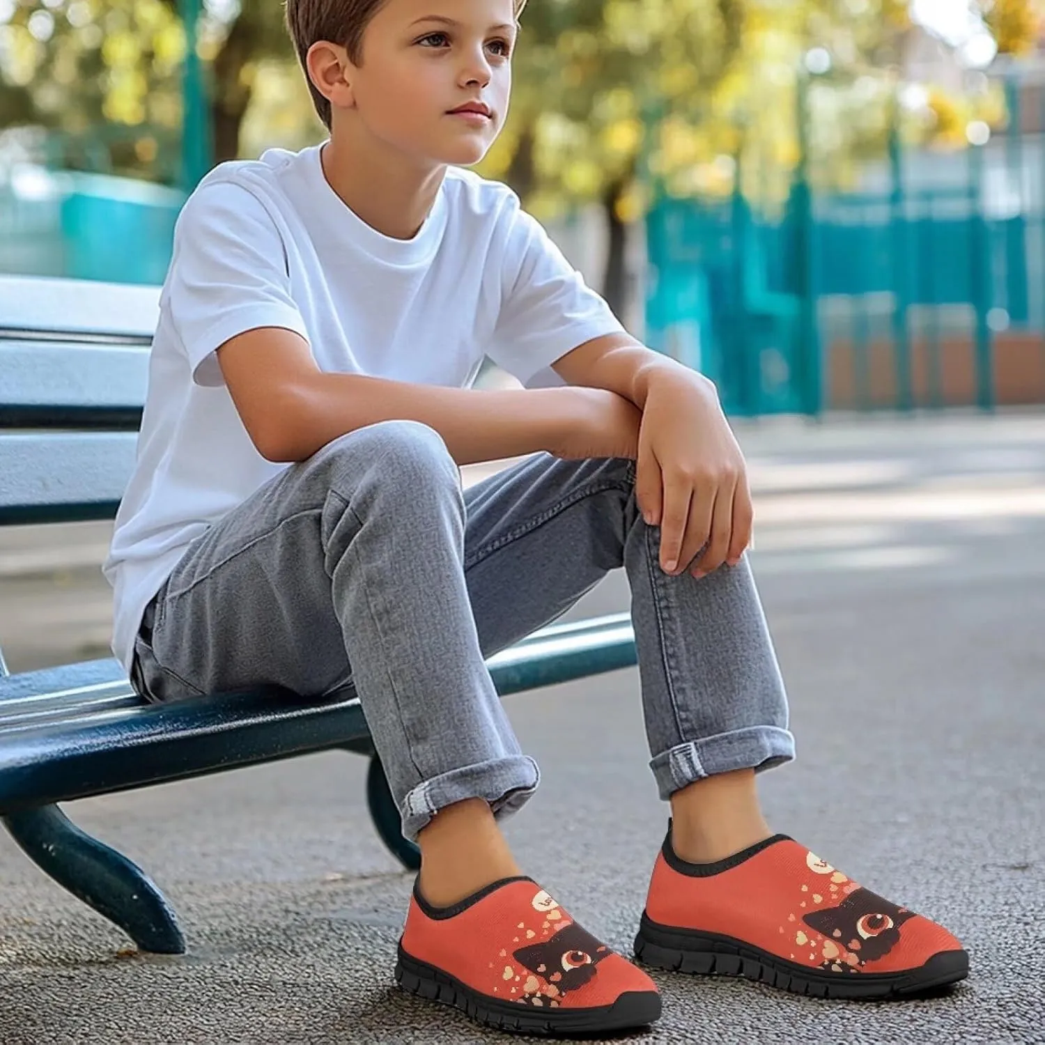 Boys Girls Slip On Flats Sneakers,Children's Low-Top Elastic Skateboard Shoes Lightweight Casual Outdoor Sneakers