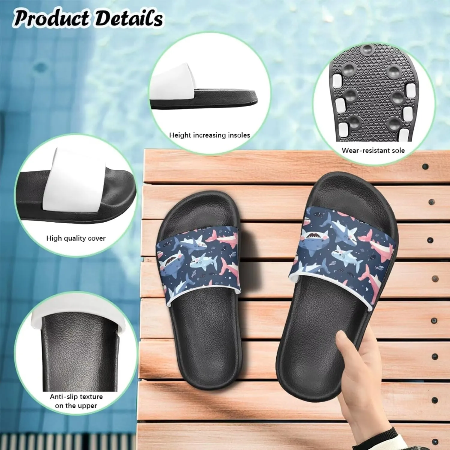 Boys Sandals with Non Slip Footbed Casual Slides Sandals Open Toes Flat