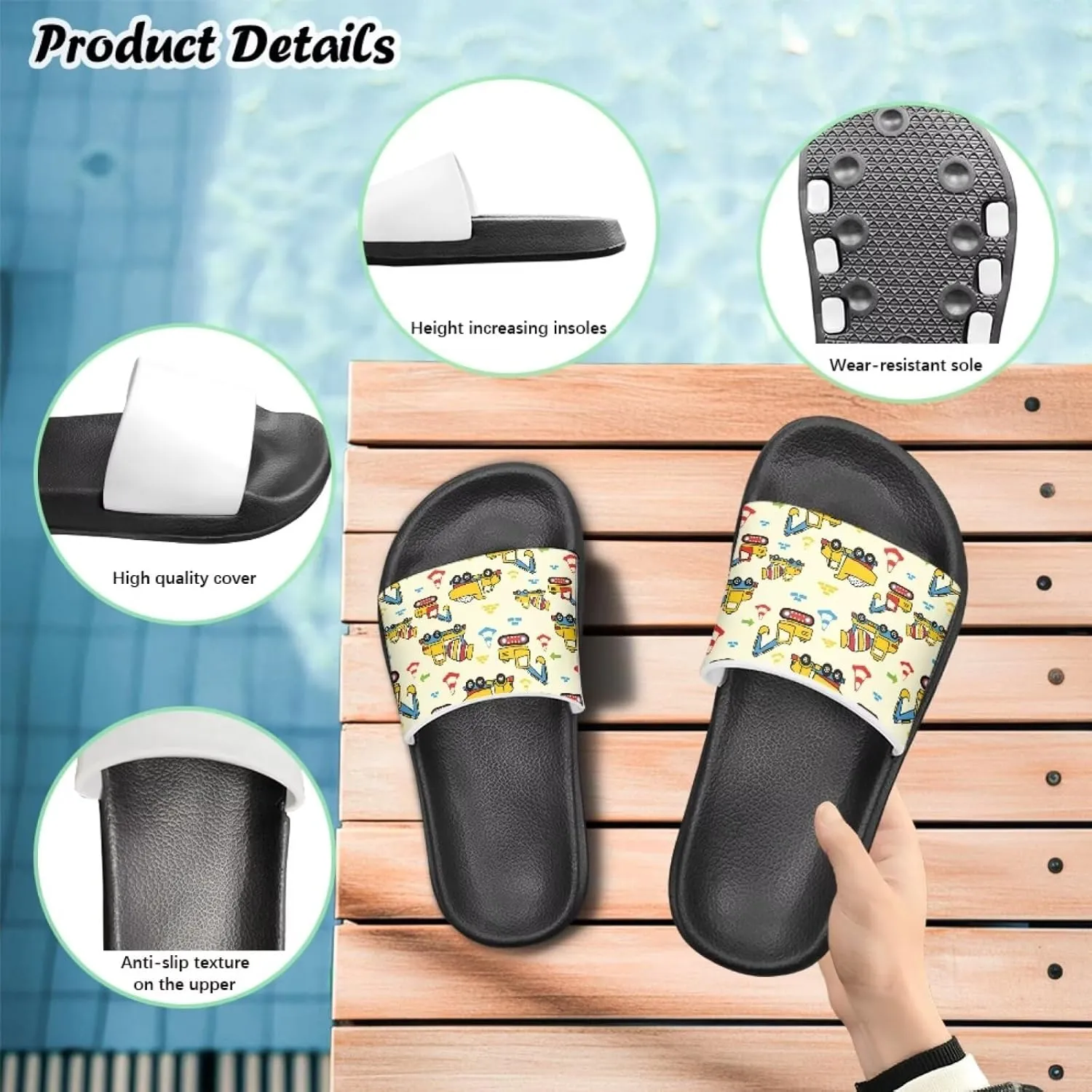 Boys Sandals with Non Slip Footbed Casual Slides Sandals Open Toes Flat