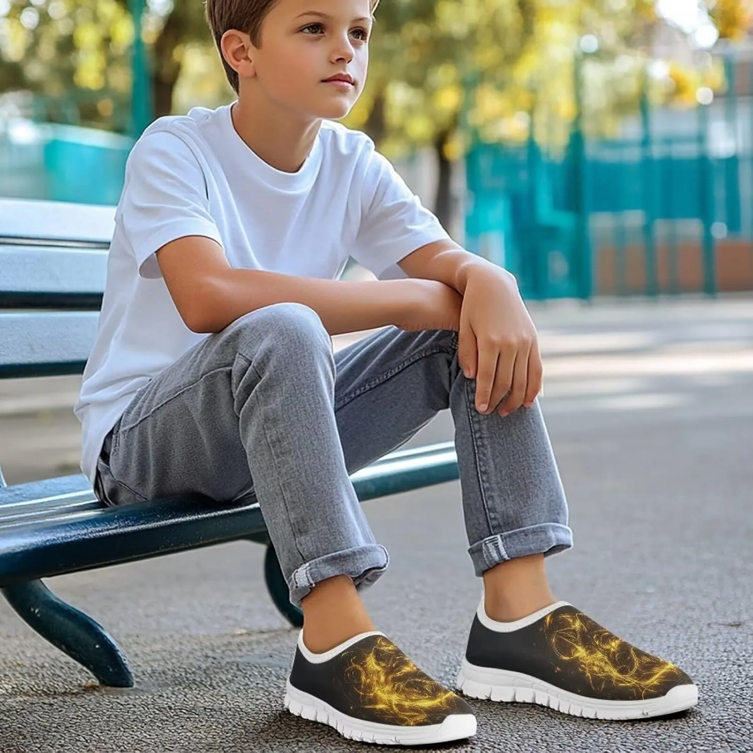 Boys Tennis Shoes Cute Slip On Sneakers for Little Kids Running Shoes