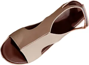 Brown Leather Sandals For Women Dressy Cruise Shoes With Ankle Straps Fashion Slide On Shoes Women Heeled Sandals
