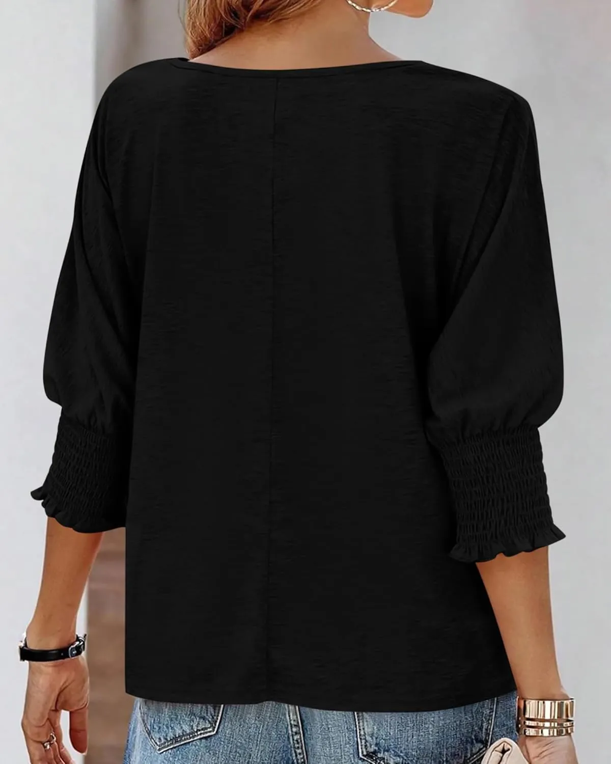 BTFBM Womens Casual 3/4 Sleeve Tops Dressy Spring Summer T Shirts 2025 Crewneck Loose Tunic Vacation Blouses