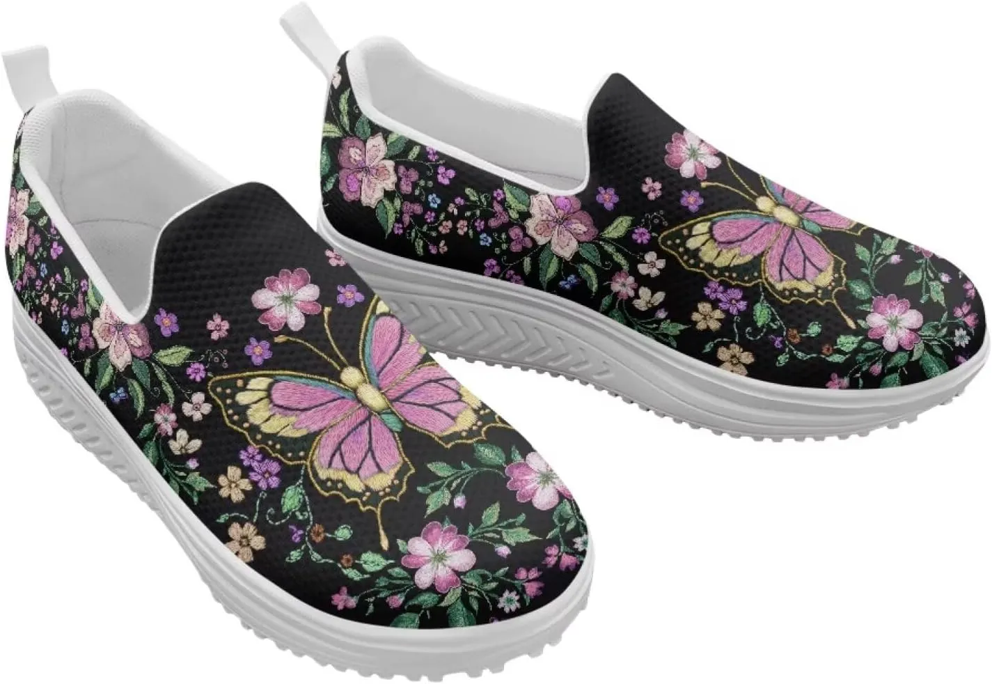 Butterfly Platform Sneakers for Women Arch Support Loafers for Work Memory Foam Athletic Shoes Walking Standing