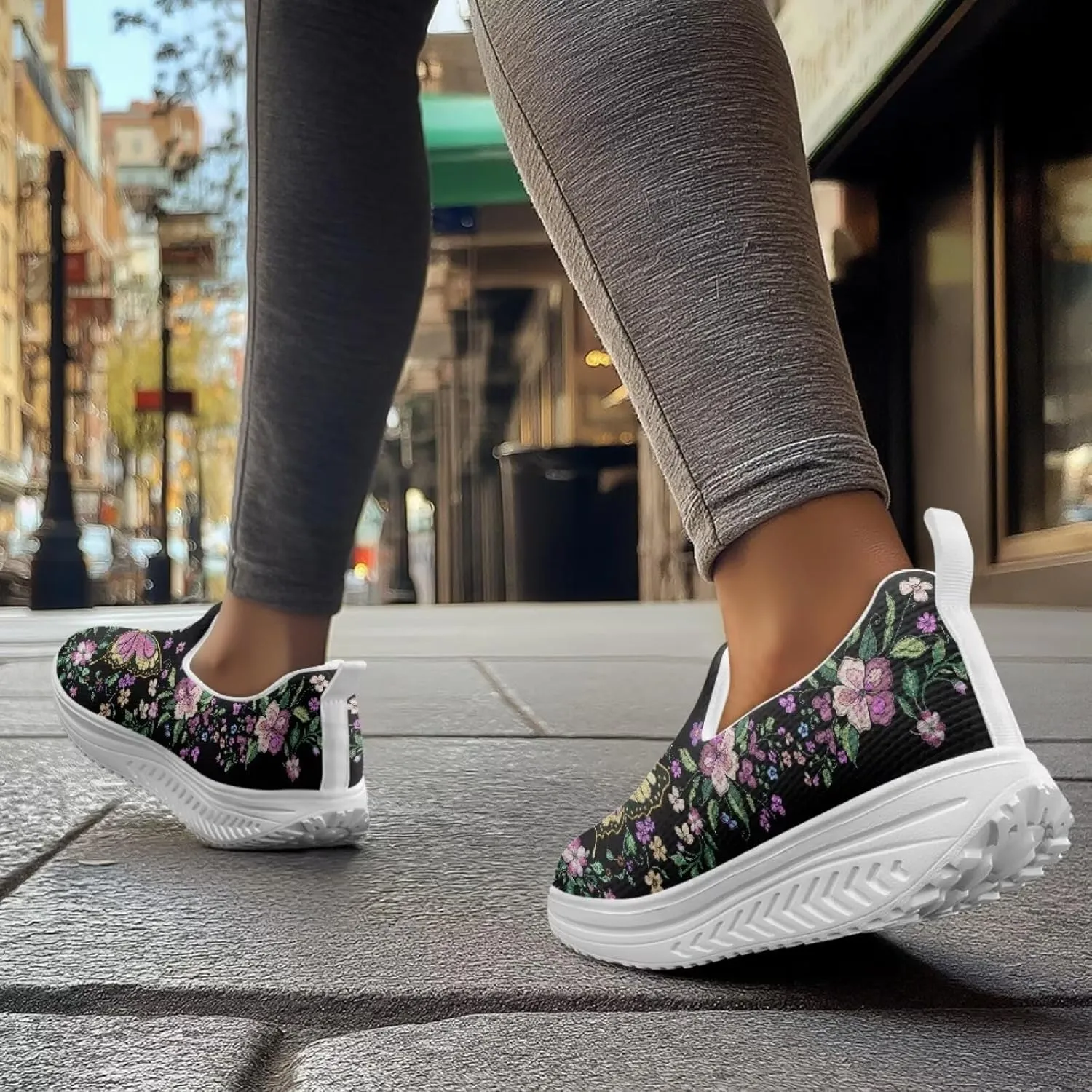 Butterfly Platform Sneakers for Women Arch Support Loafers for Work Memory Foam Athletic Shoes Walking Standing