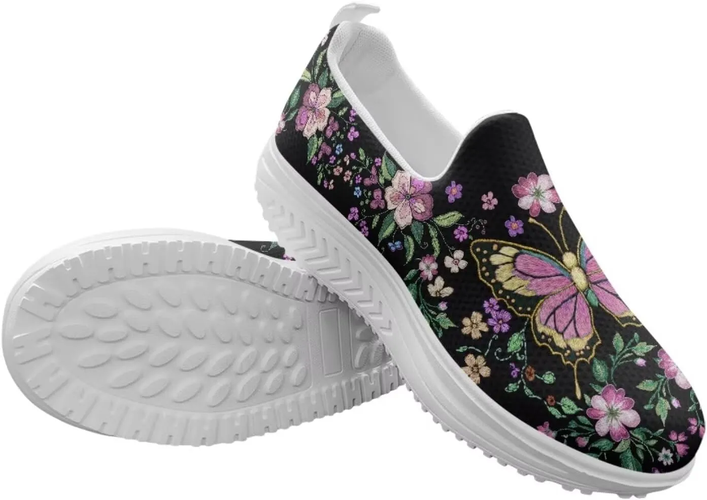Butterfly Platform Sneakers for Women Arch Support Loafers for Work Memory Foam Athletic Shoes Walking Standing