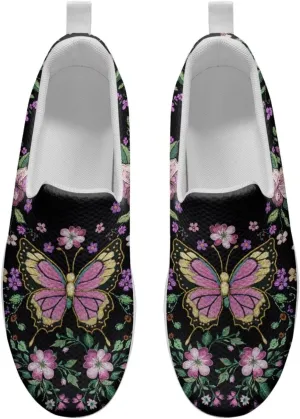Butterfly Platform Sneakers for Women Arch Support Loafers for Work Memory Foam Athletic Shoes Walking Standing