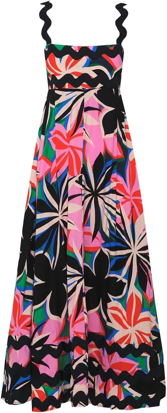 Ceboyel Women Summer Vacation Dresses 2024 Flowy Boho Maxi Long Dress Tiered Casual Sundresses Trendy Beachy Clothing