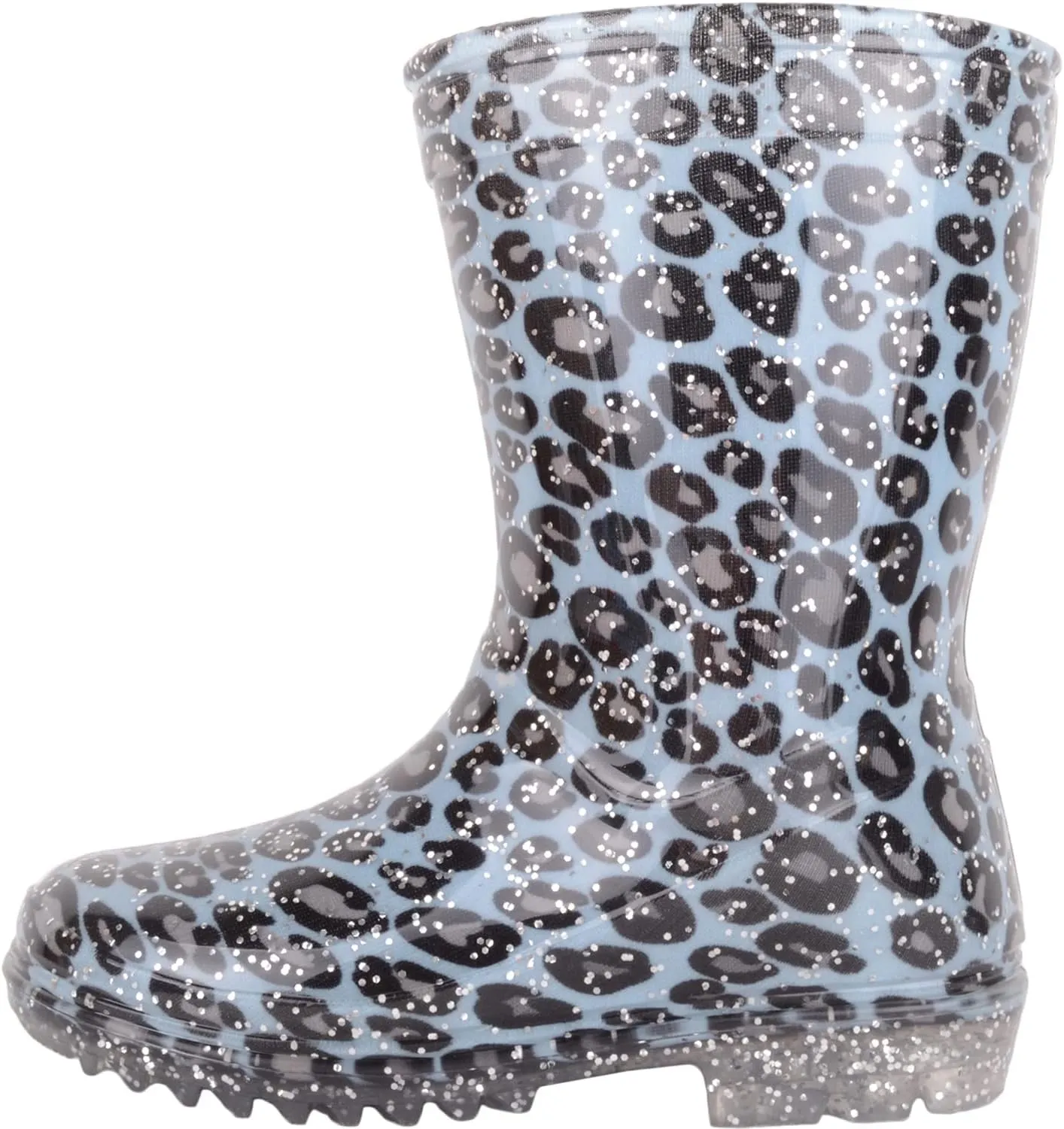 Childrens Kids Girls Slip On Waterproof Leopard Print Walking Rain Snow Wellington Boots