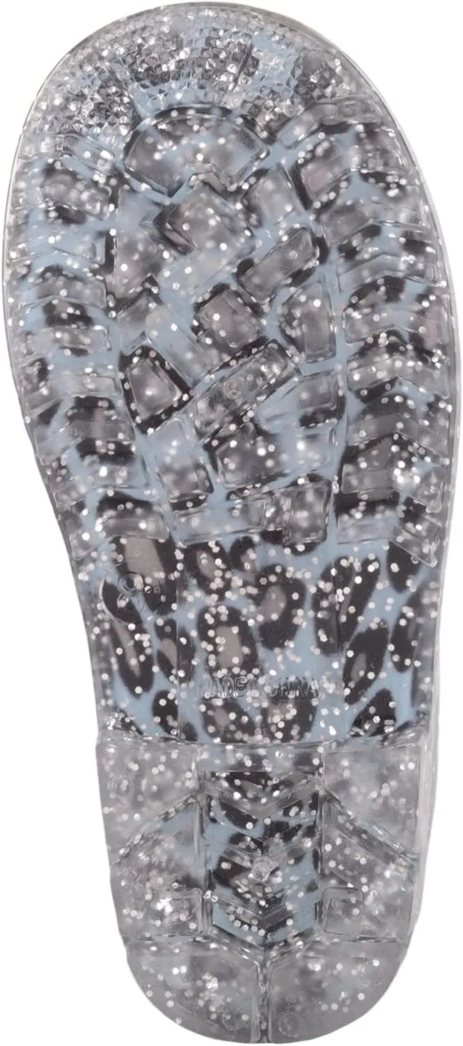 Childrens Kids Girls Slip On Waterproof Leopard Print Walking Rain Snow Wellington Boots