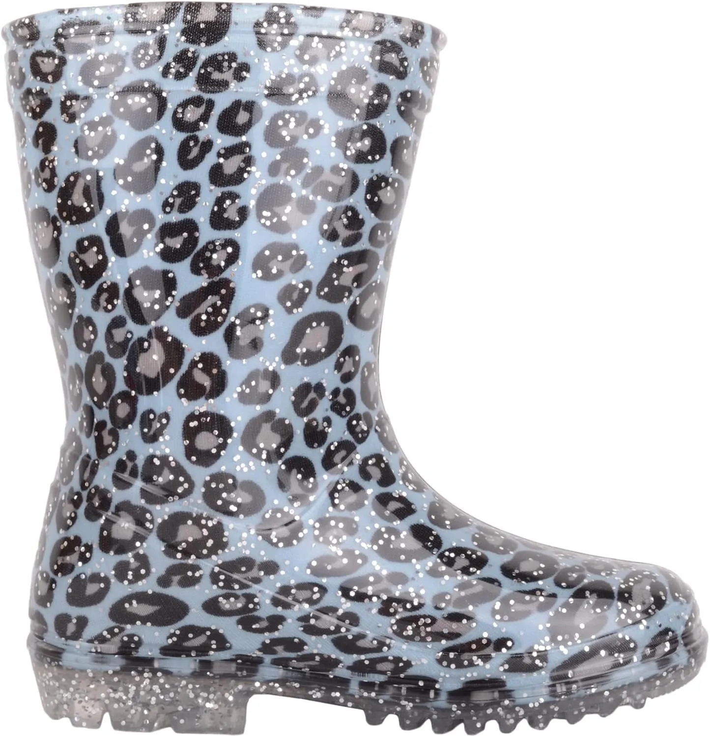 Childrens Kids Girls Slip On Waterproof Leopard Print Walking Rain Snow Wellington Boots