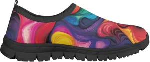 Children's Tennis Shoes,Boys Girls Slip On Flats Sneakers Non-Slip Stain-Resistant Black Sole Running Shoes