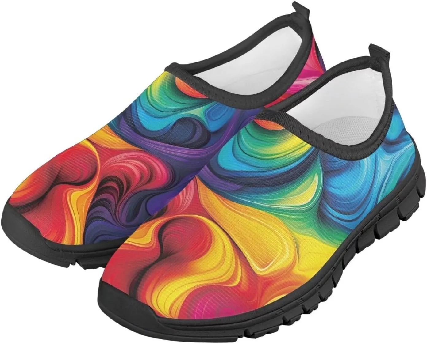 Children's Tennis Shoes,Boys Girls Slip On Flats Sneakers Non-Slip Stain-Resistant Black Sole Running Shoes