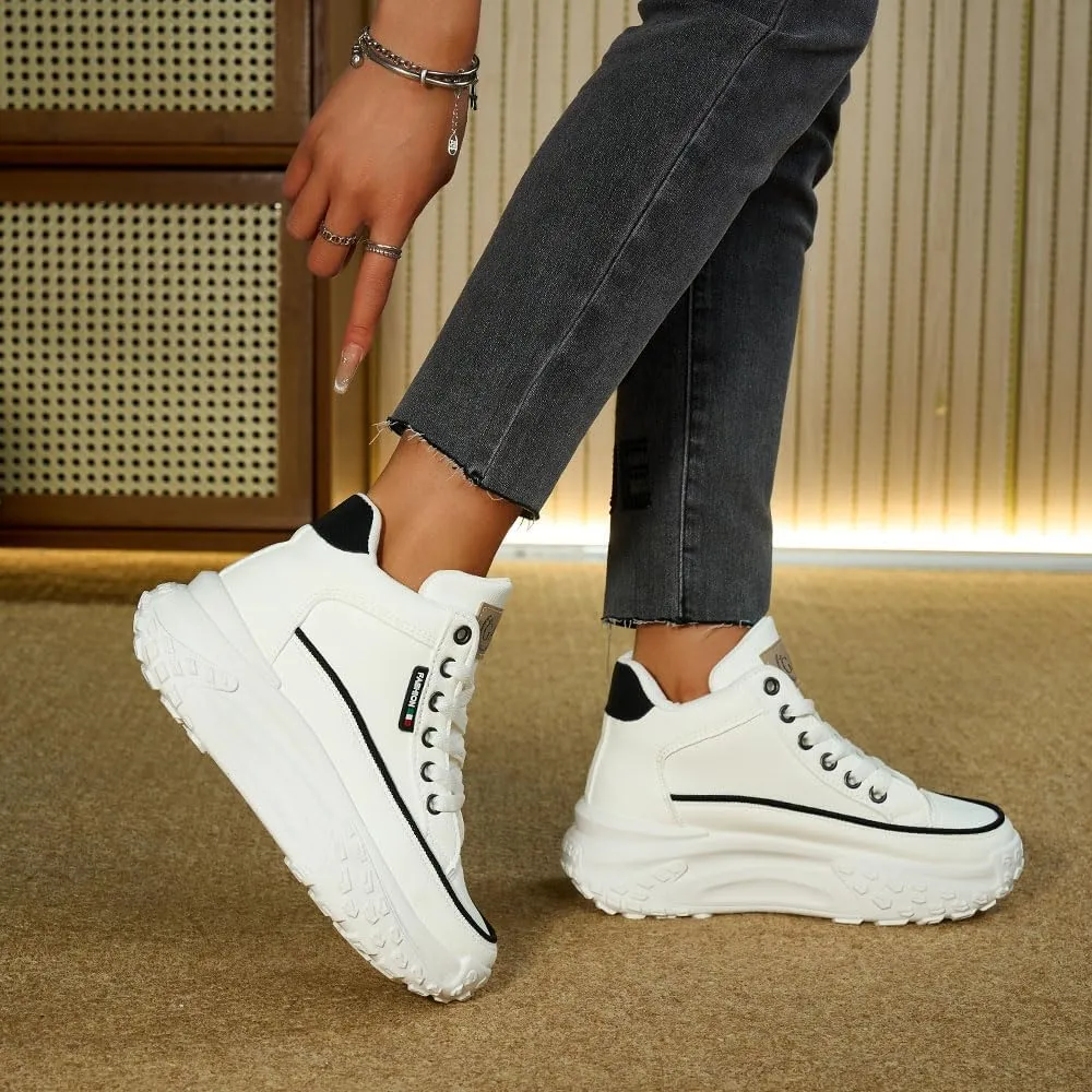 Chunky Sneakers for Women,Platform White Mesh Dad Walking Shoes,Comfortable Breathable Casual Fashion Running Shoes