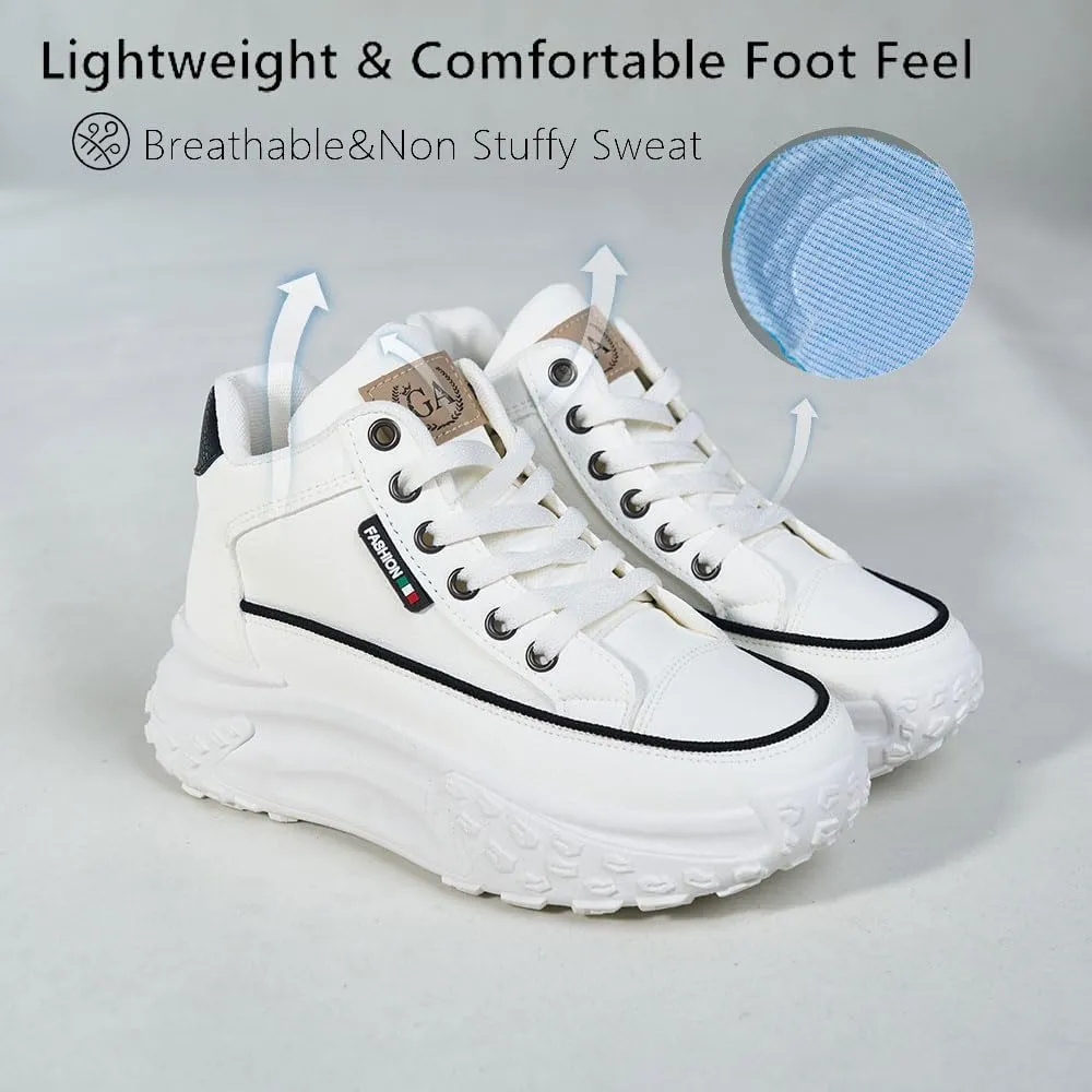 Chunky Sneakers for Women,Platform White Mesh Dad Walking Shoes,Comfortable Breathable Casual Fashion Running Shoes