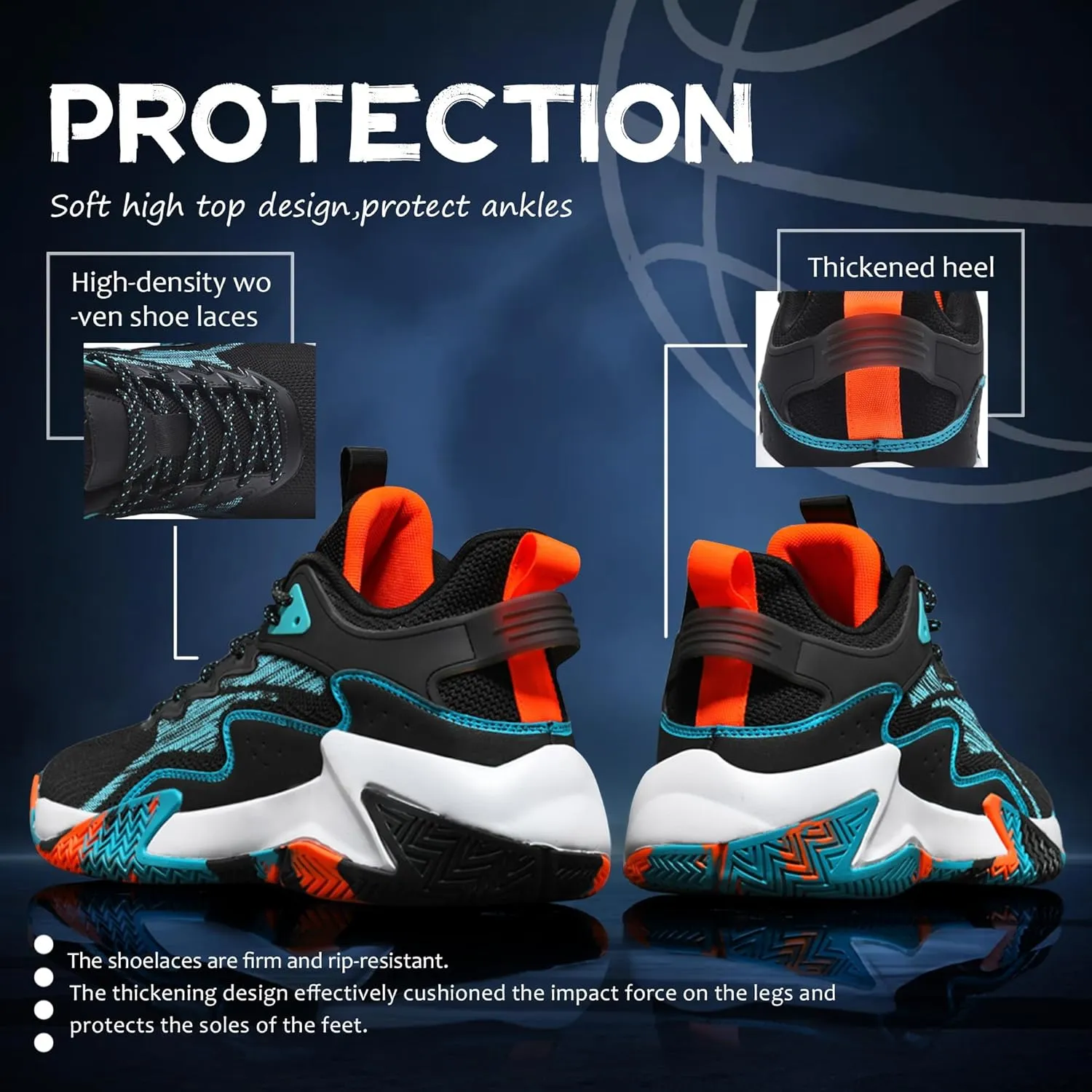 CJSPORX Men's Basketball Shoes Breathable Non-Slip Sneakers Fashionable Sports